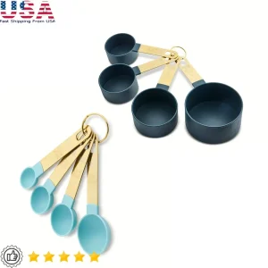 8 Piece Measuring Cup Spoon Set Kitchen Utensils Accurate Measurement Durable Easy Clean Nesting Design Perfect for Baking and Cooking